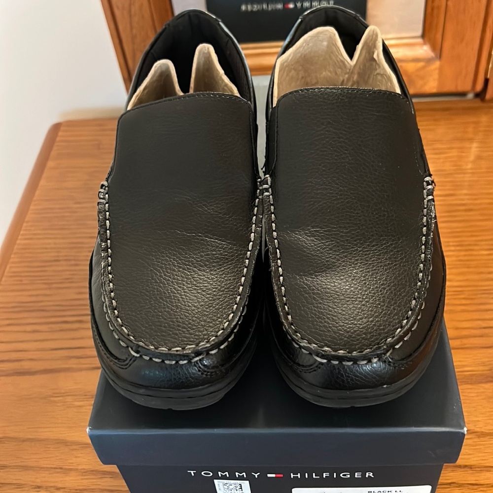 Black slip on dress shoes. Tommy Hilfiger.
